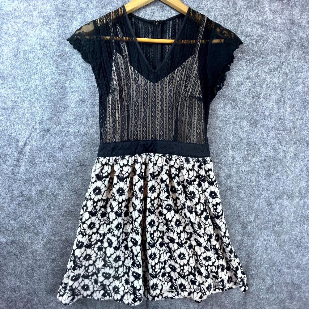 Anthropologie Madchen Edwina Dress 0 Black Sheer Lace Whimsigoth Slip Layered